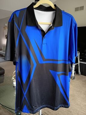 Men's Blue and Black Performance Polo Shirt